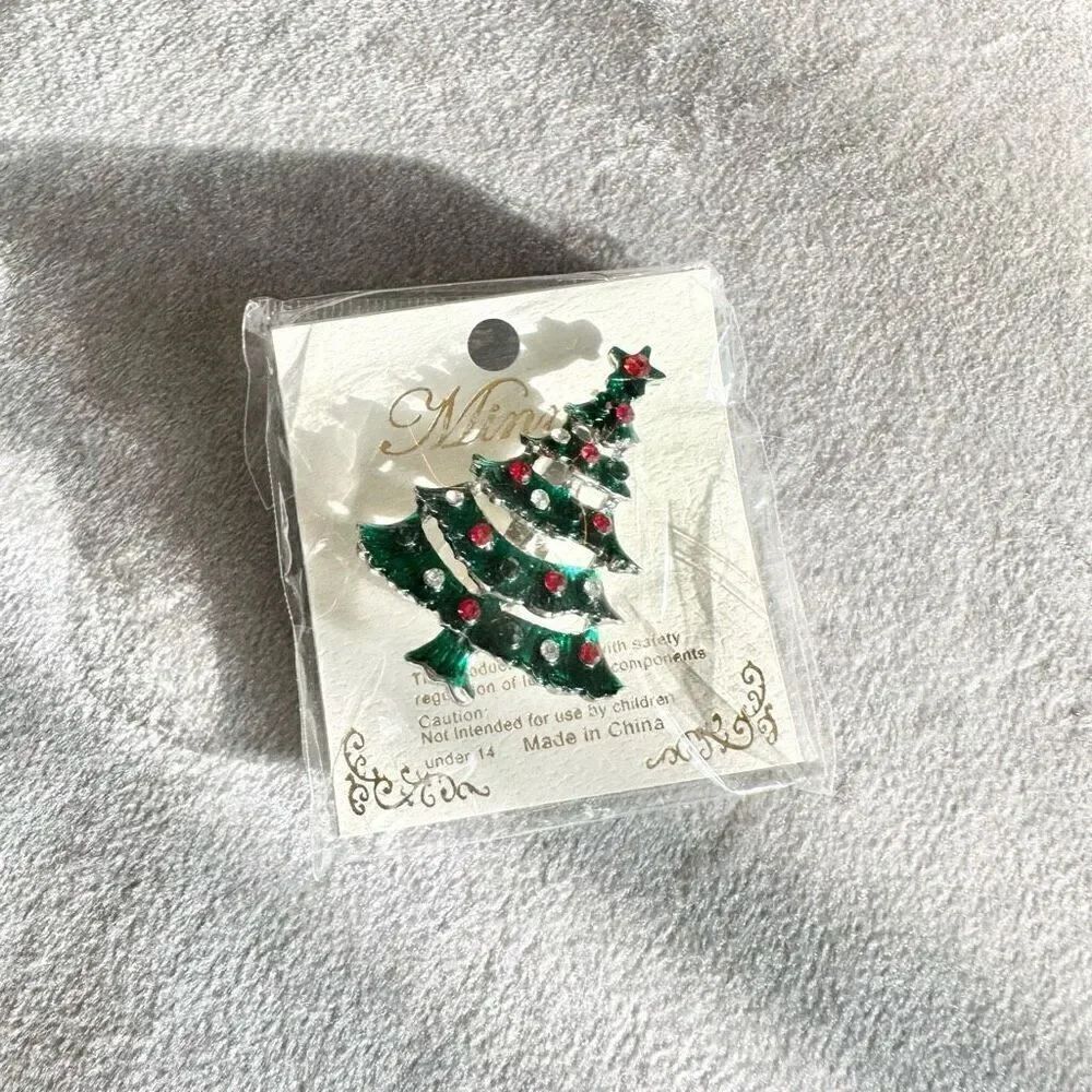 Christmas tree dark green brooch pin